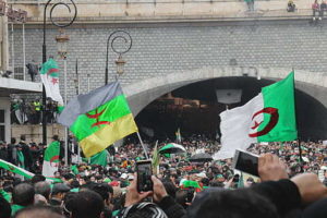 Protest near bridge in Algeria