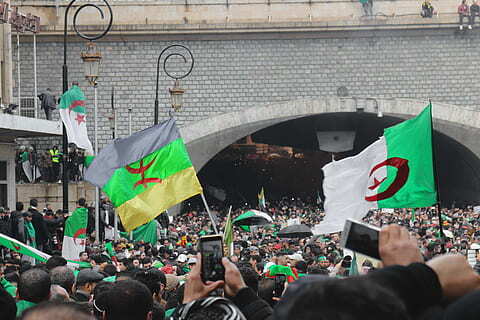 Protest near bridge in Algeria