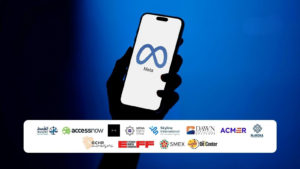 Meta logo on phone screen